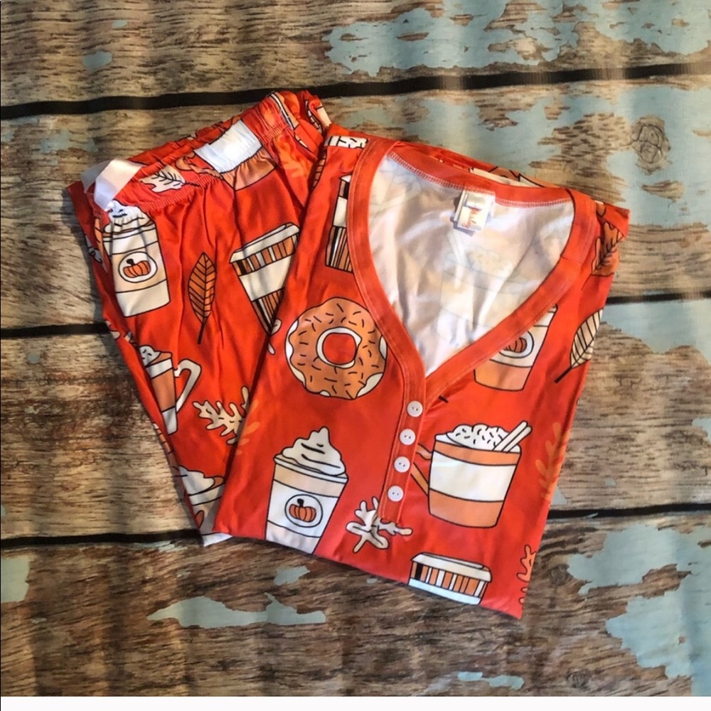 Orange Pumpkin Spice Latte Pajamas Women’s NWOT